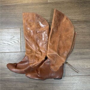 Brown Leather Knee-High Boots